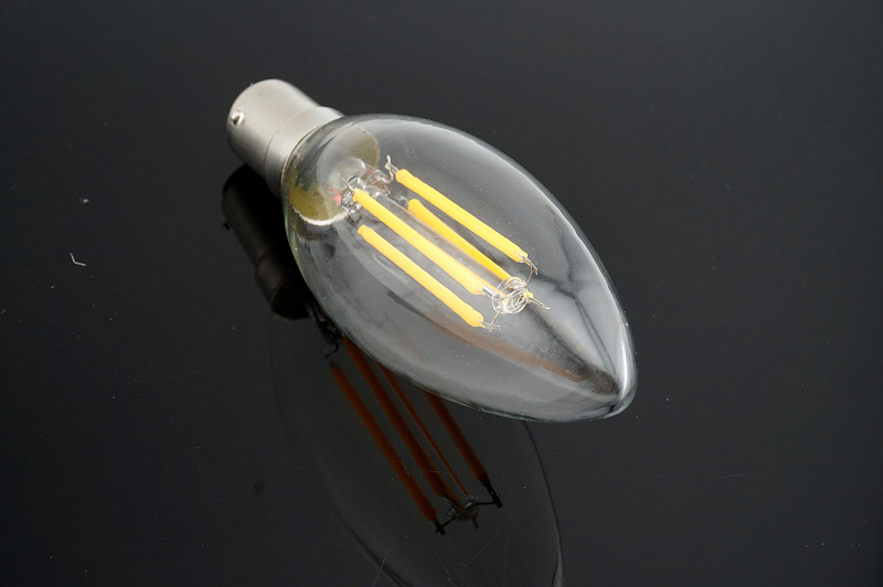 C35 B15 LED Candle Bulb 4W 220V Filament Light Bulb Crystal Chandelier LED Lamp With Glass Torpedo Shape 40W Incandescent Replacement-Pack of 4