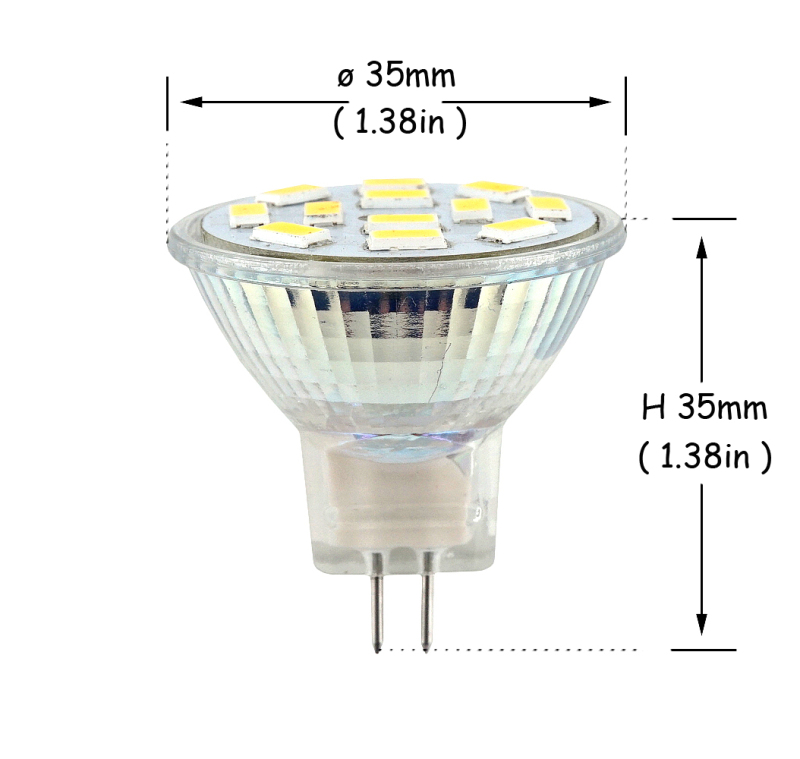 2-Packs 2W MR11 GU4 LED Bulb 12 Volt 20W Halogen Replacement 120 Degrees MR11 G4/GU4.0 LED Spot Light for Home, Landscape, Recessed, Track Lighting