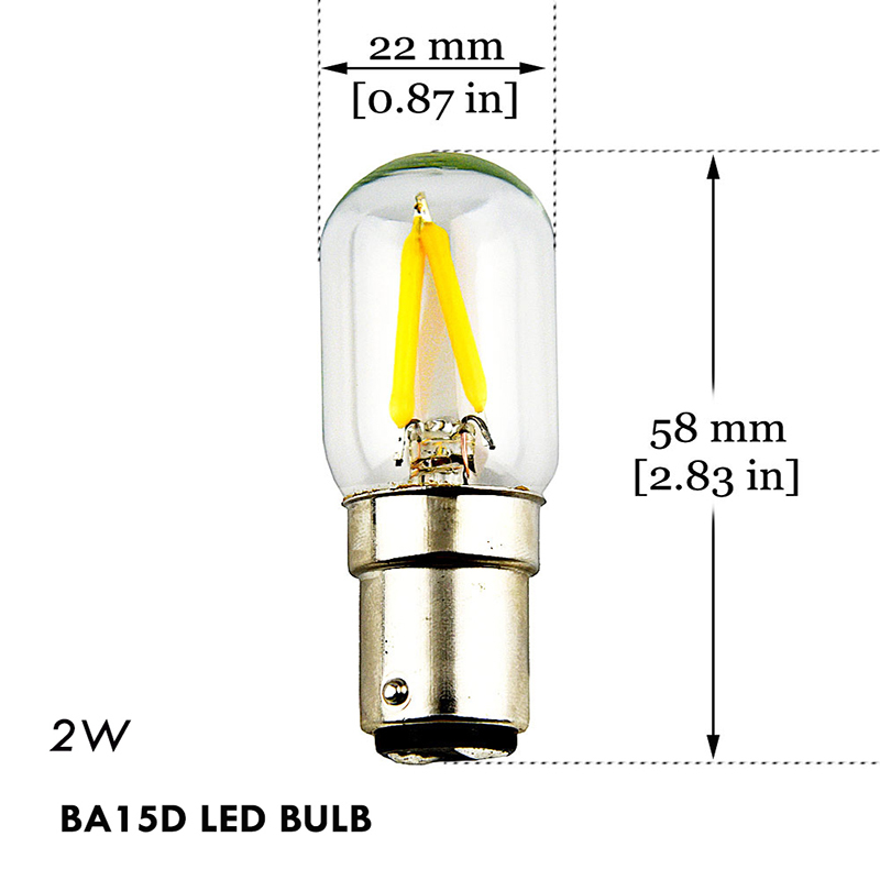 BA15D LED Filament T22 Light Bulbs 2W BA15D Double Bayonet LED Ceiling Light 15W Halogen Replacement Bulbs for Sewing Machine Lighting (2-Pack)