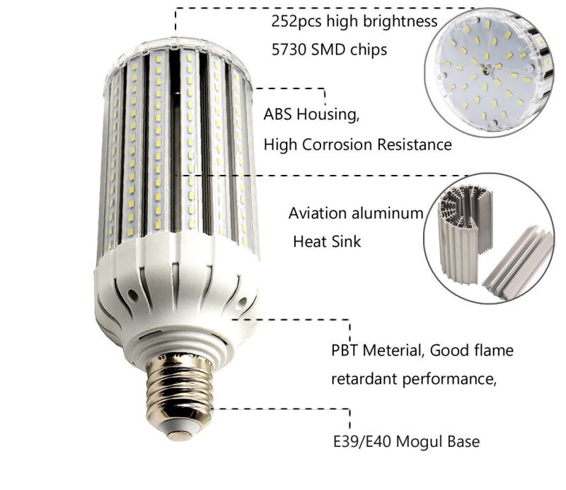 LED Corn Bulb 80W Large Mogul Screw Base E39 E40 High Bay Retrofit LED Bulb Replace 200W CFL Bulb/350W Metal Halides HPS for Garage Street Lighting