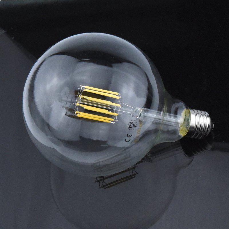 10W G125 E27 LED Filament Glass Globe 125mm ES Edison Screw LED Retro Filament Globe Bulb 100 Watt Incandescent Equivalent (Non-dimmable)
