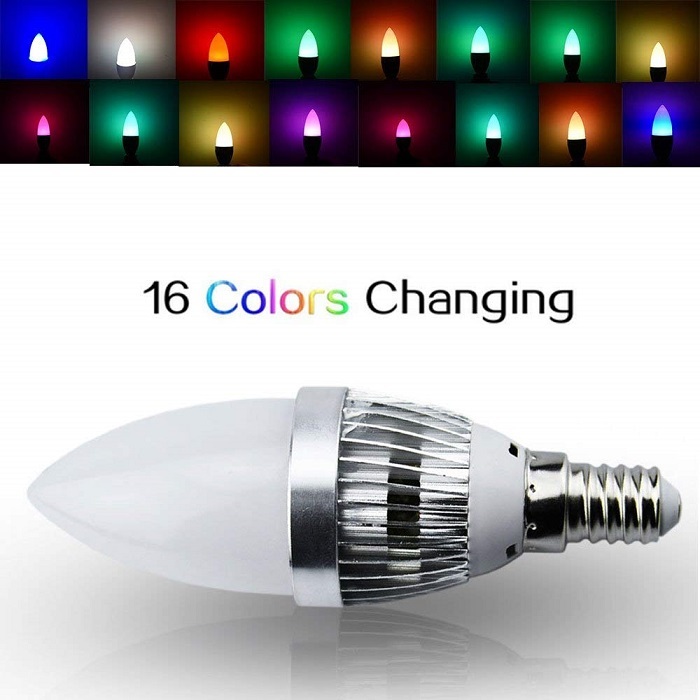 3W E14 LED RGB Light Bulb 16 Colors Changing SES Candle Bulbs Dimmable Mood Lighting with Remote Controller for Bar Party Home Decoration (2-Pack)