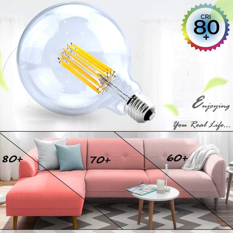 G40/G125 LED Dimmable Edison Vintage Filament Bulb 12W E26/E27 Base Long COB Filament LED Clear Glass Globe Light 130W Incandescent Equivalent