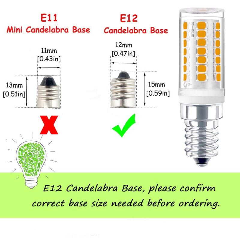 4W Dimmable E12 LED Candelabra Chandelier Bulb 120V T3/T4 E12 Candelabra Base 35W Halogen Replacement Bulb for Ceiling Fan, No Flicker (4-Pack)
