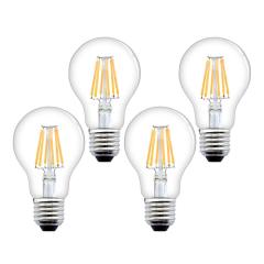 E27 LED Filament Bulb 8W 750lm ES A60 Globe Edison Screw LED Light Bulb 70W Equivalent Dimmable Low Energy Bulbs (4-Pack)