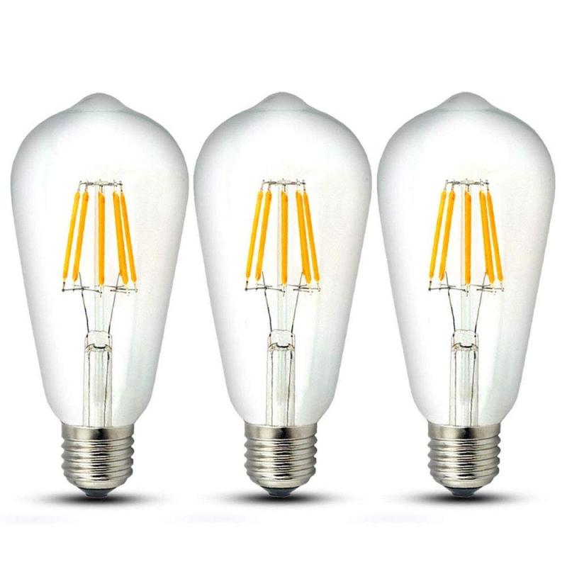 8W ST64 E27 LED Dimmable Filament Bulb Squirrel Cage Vintage Light Antique Style Edison Bulb 70W Incandescent Equivalent (3-Pack)