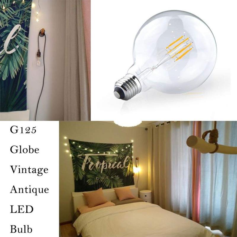 Globe G125 E27 LED Filament Glass Globe Dimmable 8w 125mm ES Edison Screw LED Vintage Retro Filament Globe Bulb 70 Watt Incandescent Equivalent