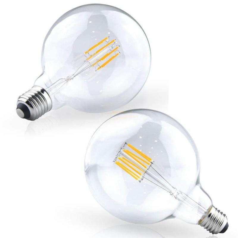 Globe G125 E27 LED Filament Glass Globe Dimmable 8w 125mm ES Edison Screw LED Vintage Retro Filament Globe Bulb 70 Watt Incandescent Equivalent