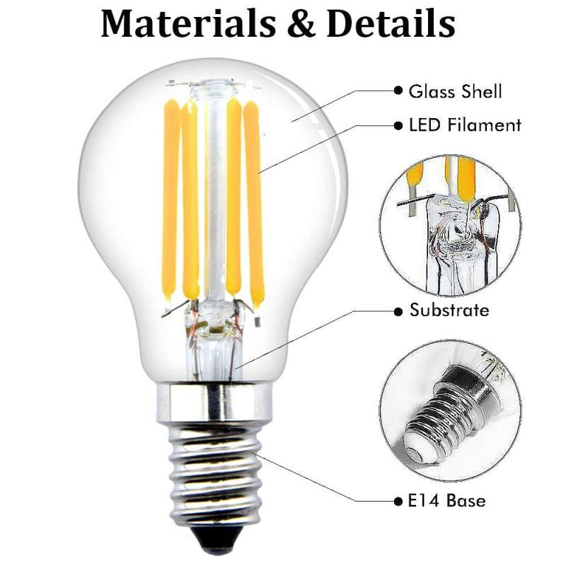 E14 LED Filament Mini Globe Bulb 4W G45 SES Edison Screw LED Bulb Vintage Filament Edison Bulb 40W Incandescent Equivalent (Non-dimmable, 4-Pack)