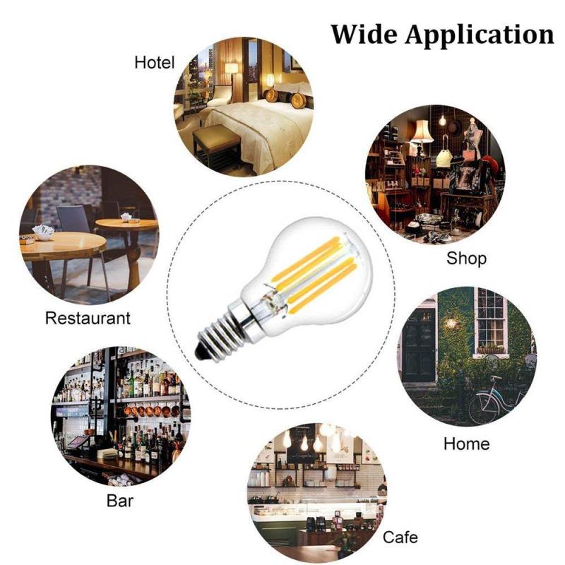 E14 LED Filament Mini Globe Bulb 4W G45 SES Edison Screw LED Bulb Vintage Filament Edison Bulb 40W Incandescent Equivalent (Non-dimmable, 4-Pack)