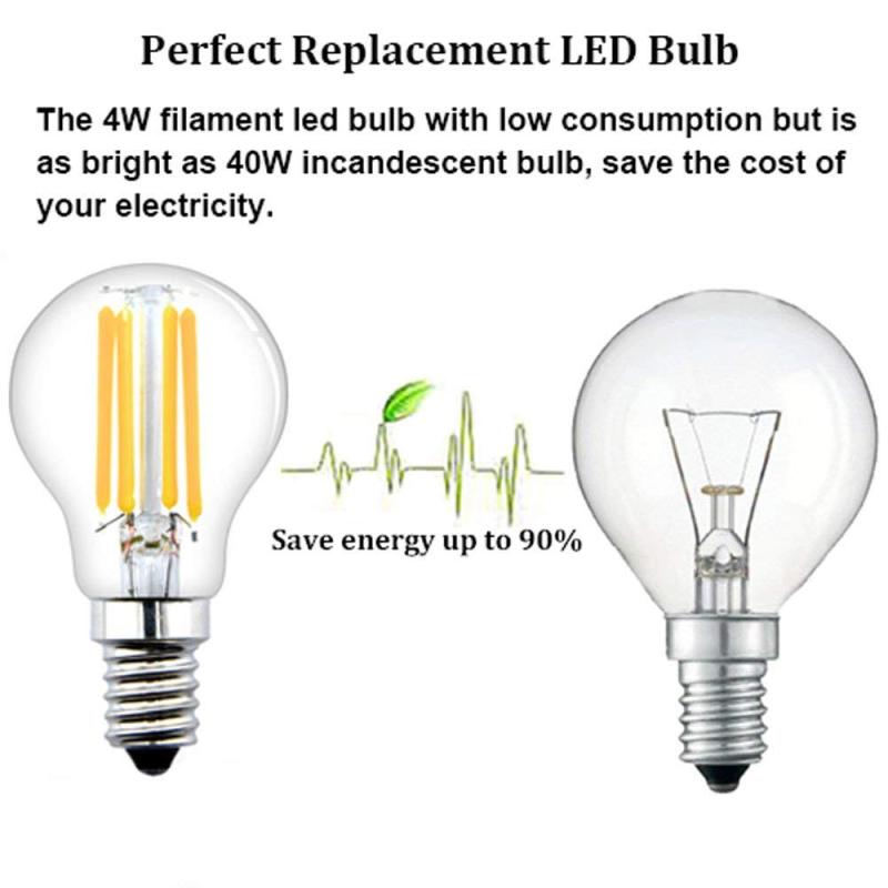 E14 LED Filament Mini Globe Bulb 4W G45 SES Edison Screw LED Bulb Vintage Filament Edison Bulb 40W Incandescent Equivalent (Non-dimmable, 4-Pack)