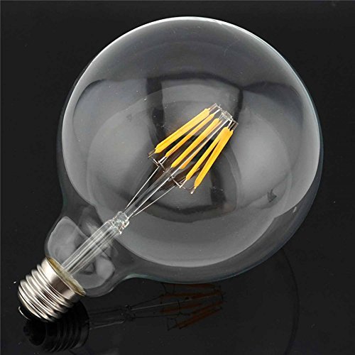 Bonlux Dimmable LED G125 Filament Light Bulb G40 Vintage Edison Glass Bulb 4W/8W E26/E27 Base Clear Glass Light Big Global Indoor Lamp