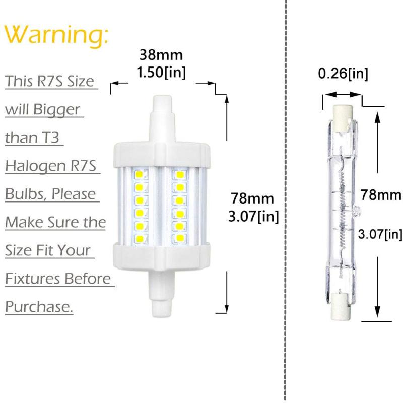 Bonlux LED R7S 78MM LED Light Bulb, 6W LED J78 R7S Double Ended Base Light Bulb, Replace 100W T3 Halogen R7S J Type Base Quartz Tube Lamp(2-pack)