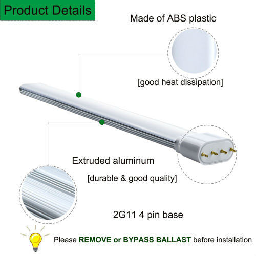 Bonlux 2G11 LED Bulb 18W Non-dimmable 4-pin 2G11 Base LED Tube Light 2G11 Horizontal Plug LED PL Lamp for 34W Fluorescent Equivalent Lamp Replacement