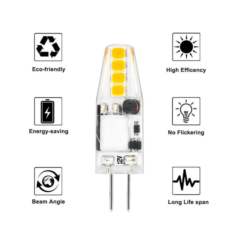 Bonlux 12V G4 LED Light Bulb - 1.5W LED G4 Bi-Pin Base Ceiling Recessed Puck Light, 15W T3 Halogen Track Bulb Replacement  (5-Pack)