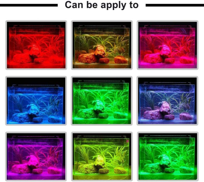 RGB LED Aquarium Light - Color Changing LED Fish Tank Hood Light with Extendable Brackets, Dimmable RGB LED Light