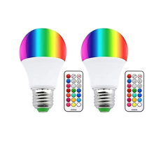 Colour Changing RGB E27 Dimmable LED Bulb 10W 12 Color, Memory & Timing Function, Edison Screw RGBW Coloured LED Light Bulbs