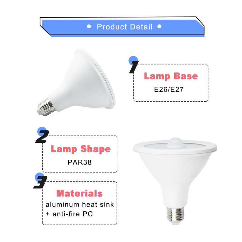 PAR38 LED Flood Light Bulb - 15W E26 Motion Activated Dusk to Dawn LED Light Bulb Medium Base Auto On/Off Smart PIR LED Bulb