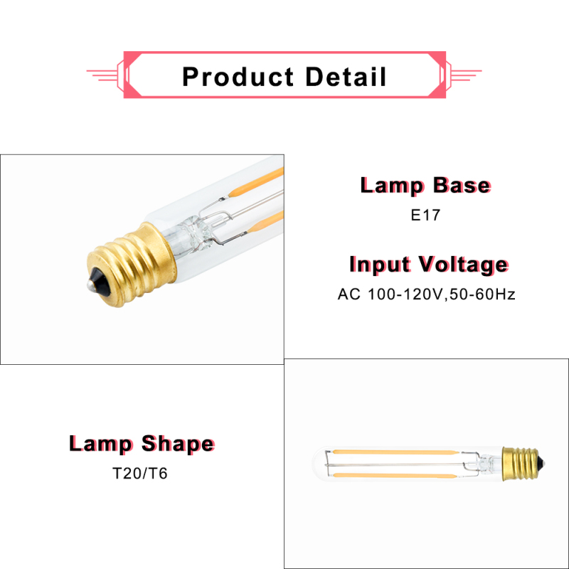 Dimmable T6.5 E17 LED Appliance Bulb - 4W LED T6.5 Exit Sign Clear Light Intermediate Base 40W Incandescent Bulb Equivalent for Refrigerators Freezer
