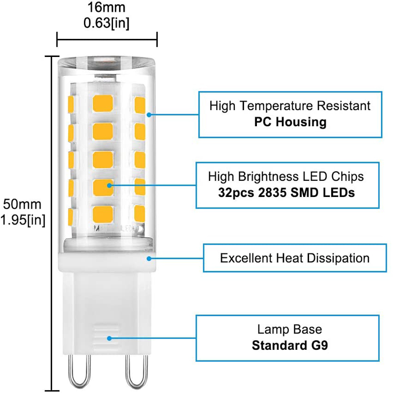 4W G9 LED Capsule Light Bulb AC 200-240V (5-Pack)