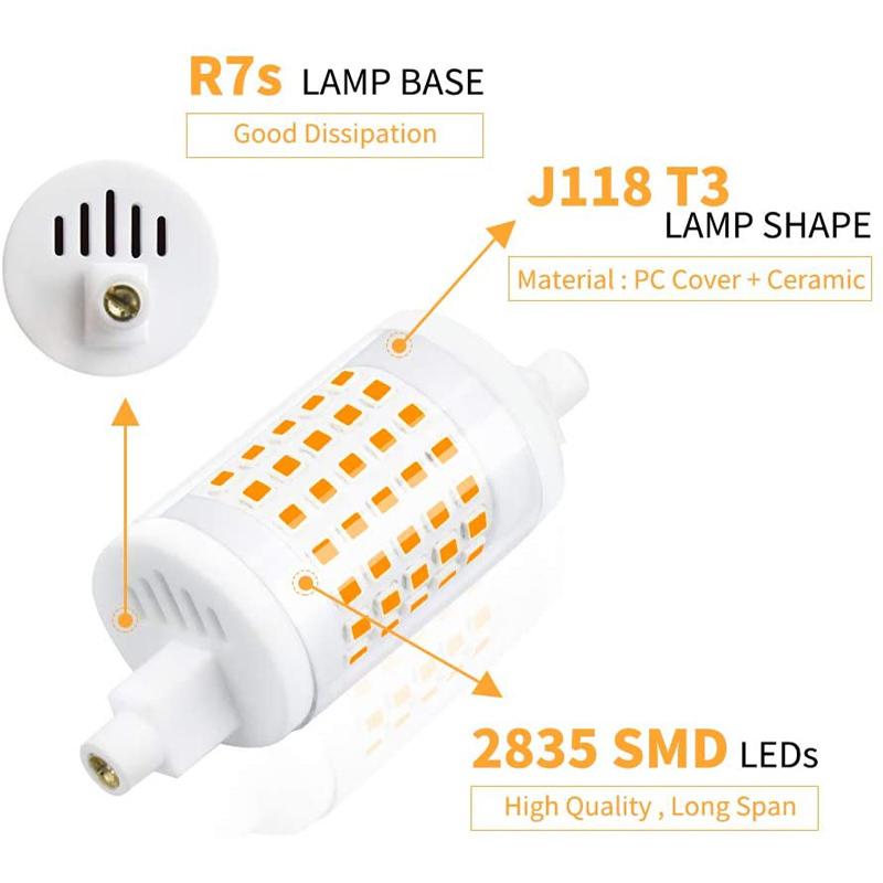10W Dimmable R7s 78mm LED Light Bulb Double Ended J Type T3 J78 R7s LED Bulb (2-Pack)