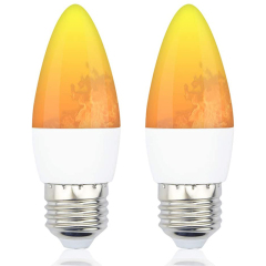 3W C35 Candle E26/E27 LED Flame Effect Light Bulb with 3 Lighting Modes (2-Pack)