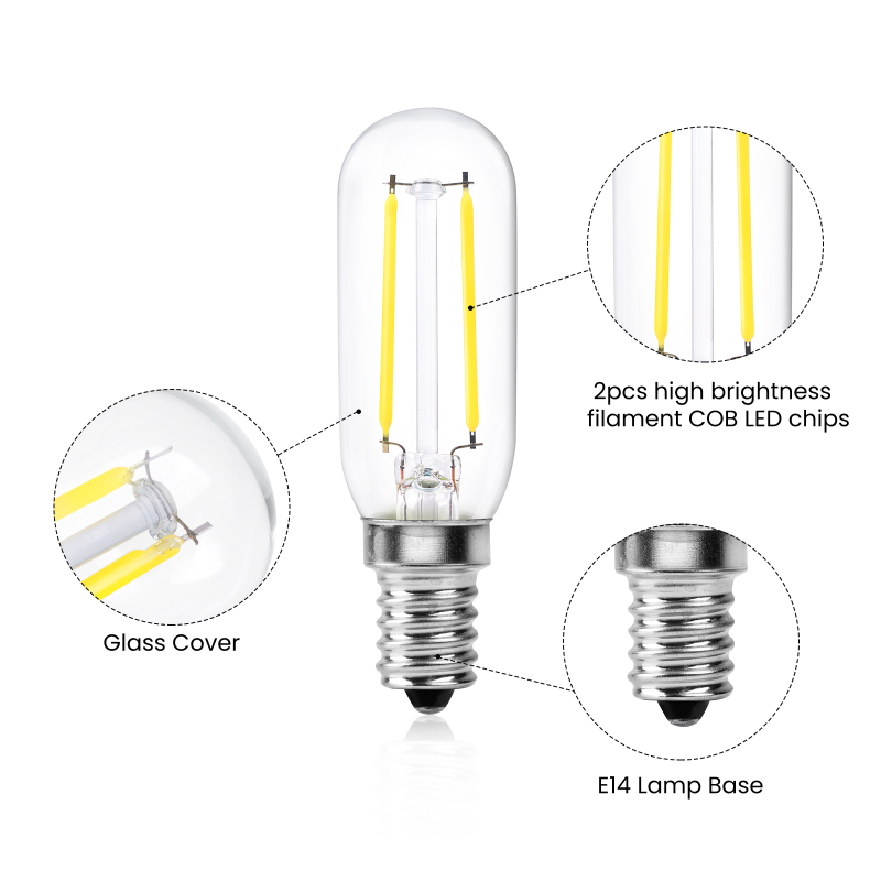 4W E14  T25 Tubular Filament vintage light Bulbs 40W Incandescent Replacement (2 packs)