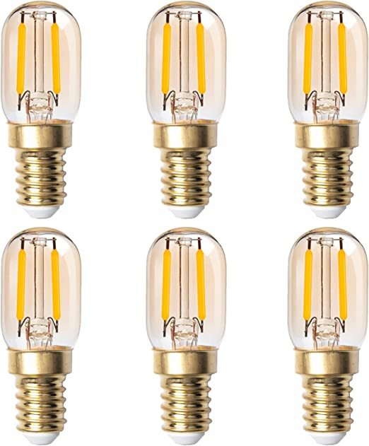 2W  E14 T22 Dimmable Vintage Filament Bulbs Super Warm Light 20 Watt Equivalent（6 packs）