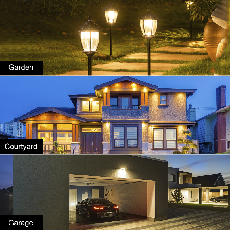 12W E27 Dusk to Dawn Outdoor LED Lights Sensor Bulbs, Automatic On/Off Lamps with 1000 lm, for Porch, Garage (2-pack)