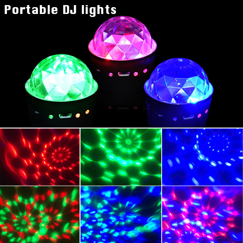 5V Mini  RGB Disco Ball Party Light Effects Voice Controlled USB Mood Light for Kids Room Party （2-pack）