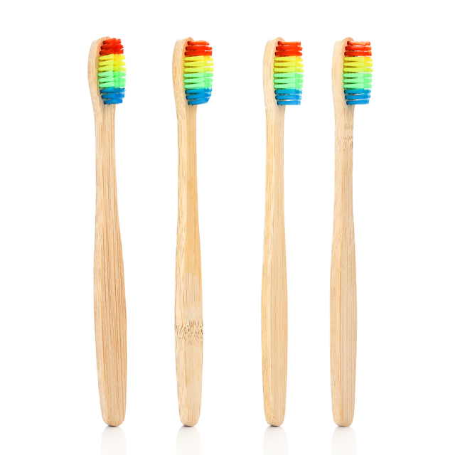 Vaclav 1PC Bamboo Toothbrush Rainbow Bamboo Tooth Brush Fibre Toothbrush Colorful Wood Wooden Toothbrush Soft Bristle Brush Heads