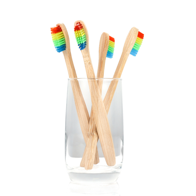 Vaclav 1PC Bamboo Toothbrush Rainbow Bamboo Tooth Brush Fibre Toothbrush Colorful Wood Wooden Toothbrush Soft Bristle Brush Heads