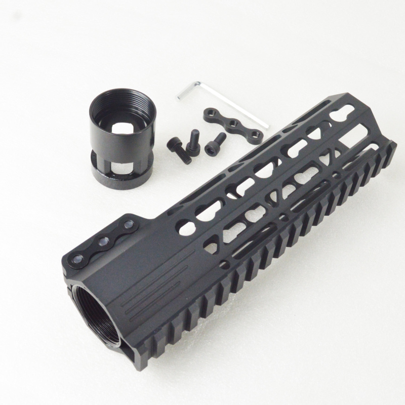 Black Anodized Ultra Light Super Slim Clamp Mount Type 223 KeyMod Handguard With Steel Barrel Nut