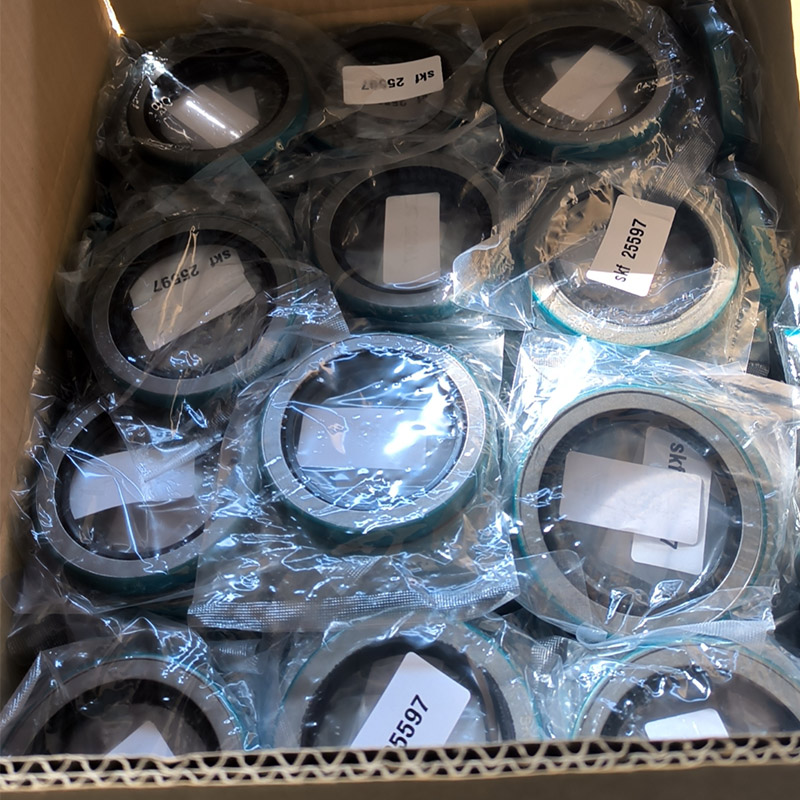 Bulk packaging and pallet cargo of heavy duty trailer wheel grease seals ready for international shipping.