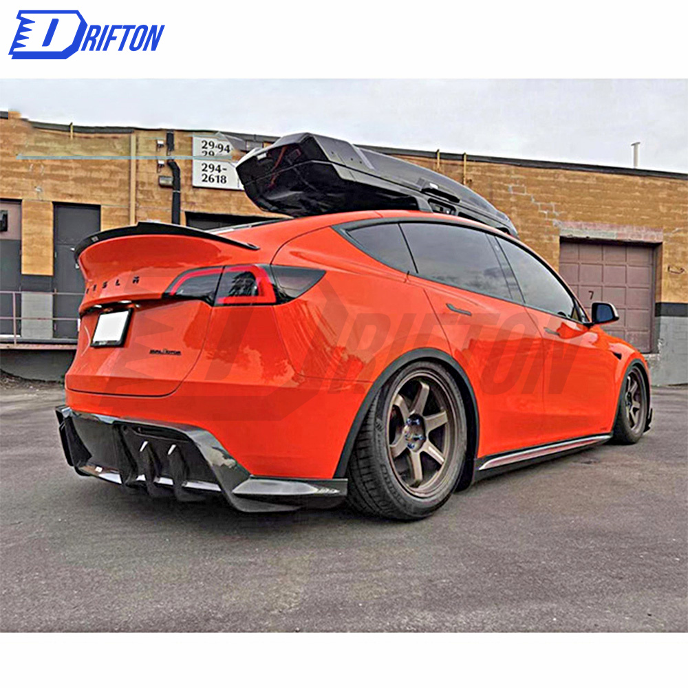 A Style Dry Carbon Fiber Rear Diffuser For Tesla Model Y 2020-2021