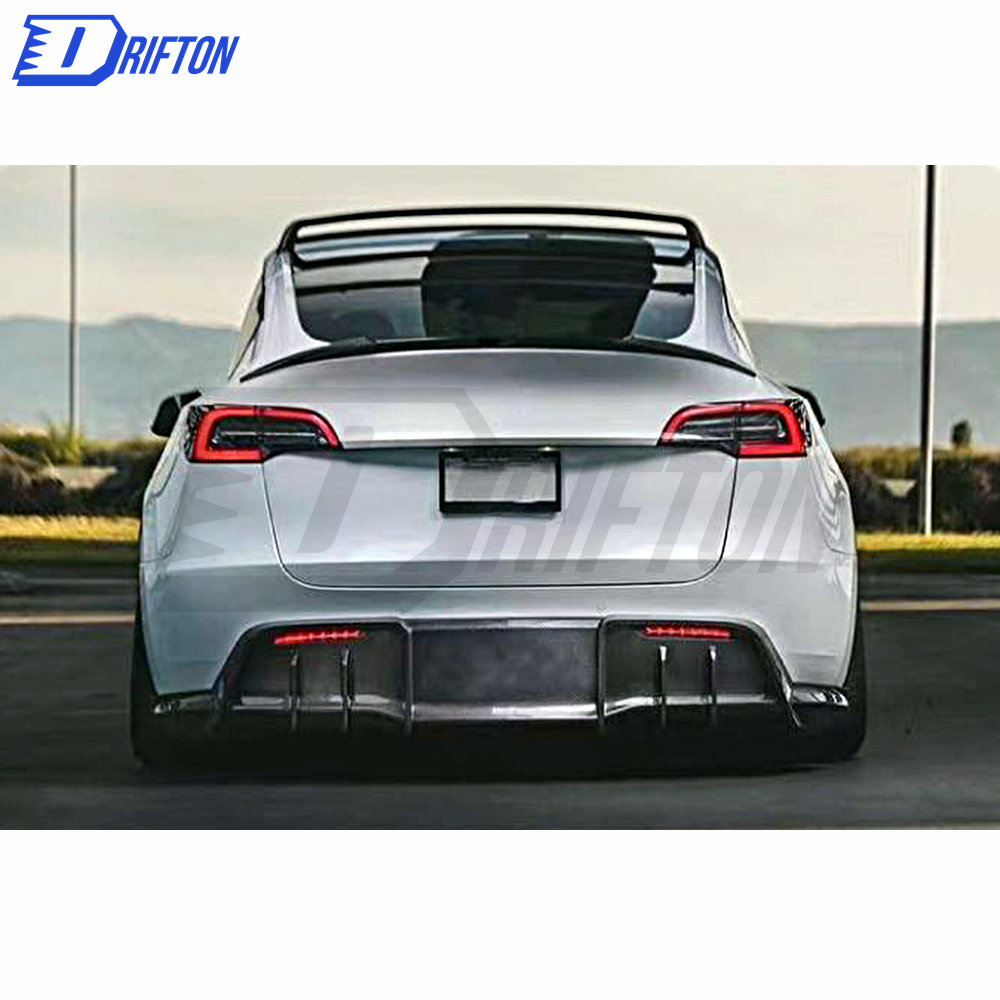 A Style Dry Carbon Fiber Rear Diffuser For Tesla Model Y 2020-2021