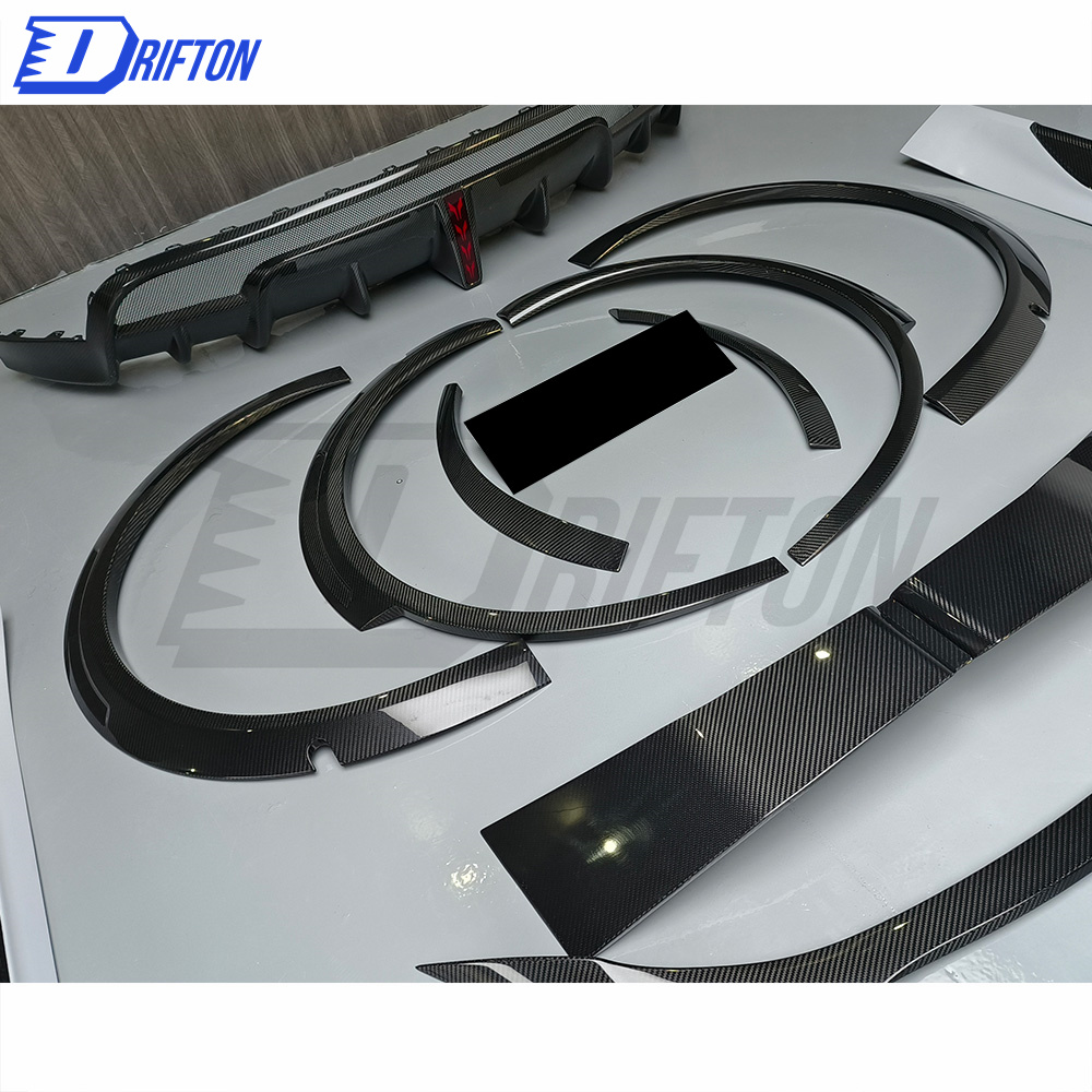 SD Style Dry Carbon Fiber Fender Flare Trim For Tesla Model Y 2020-2021