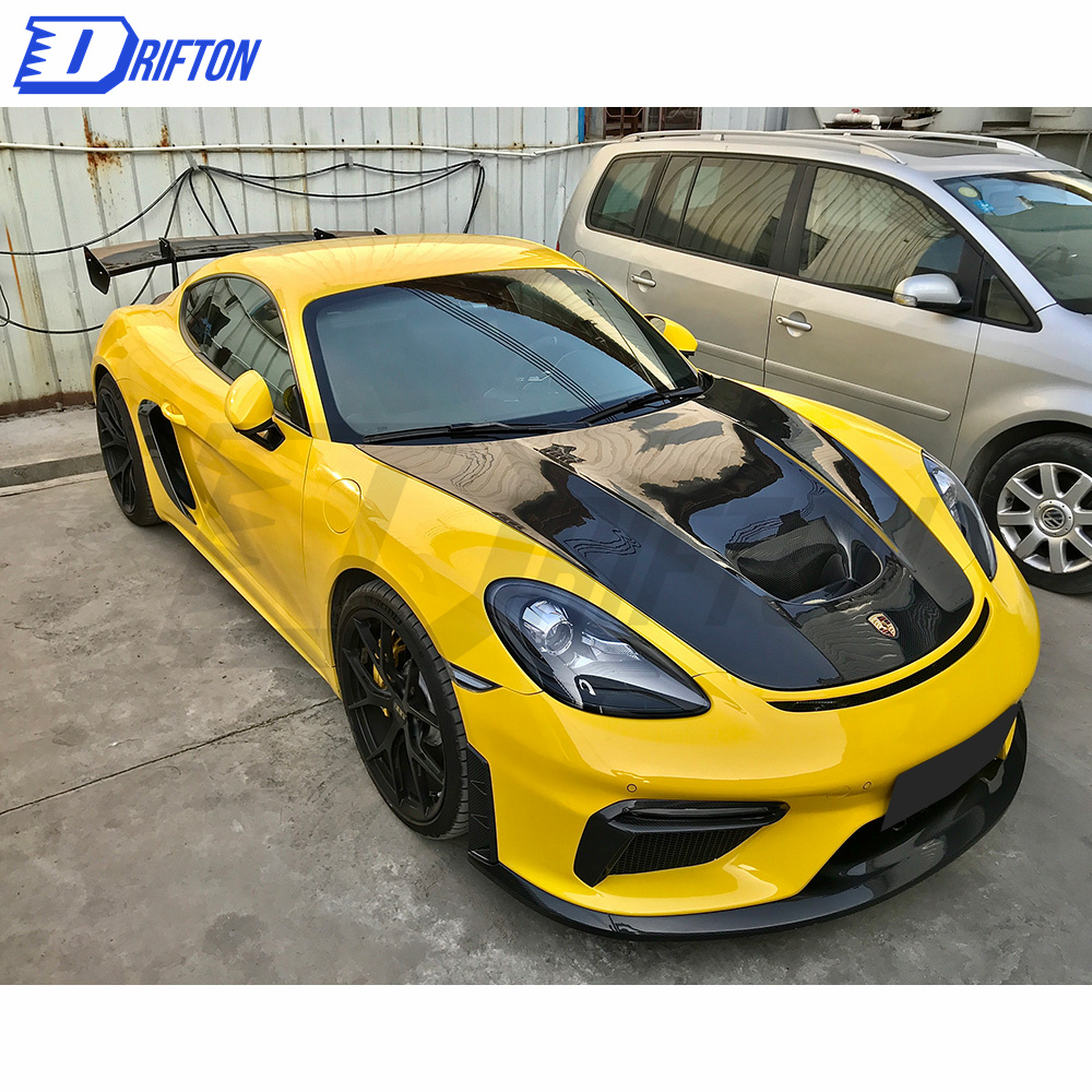 GT4 Style Dry Carbon Fiber Rear Spoiler For Porsche 718 Cayman Boxster 2016-2019