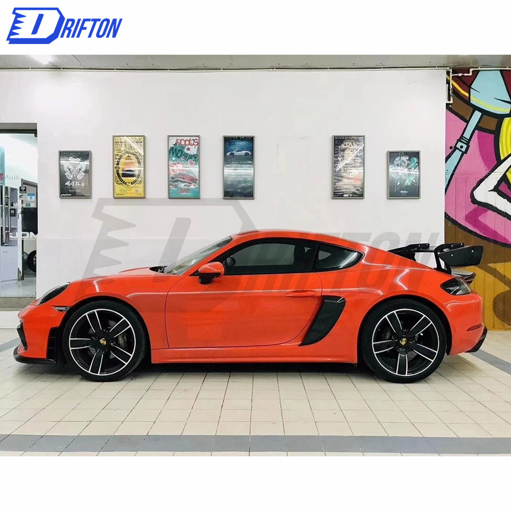 GT4 Style Dry Carbon Fiber Rear Spoiler For Porsche 718 Cayman Boxster 2016-2019