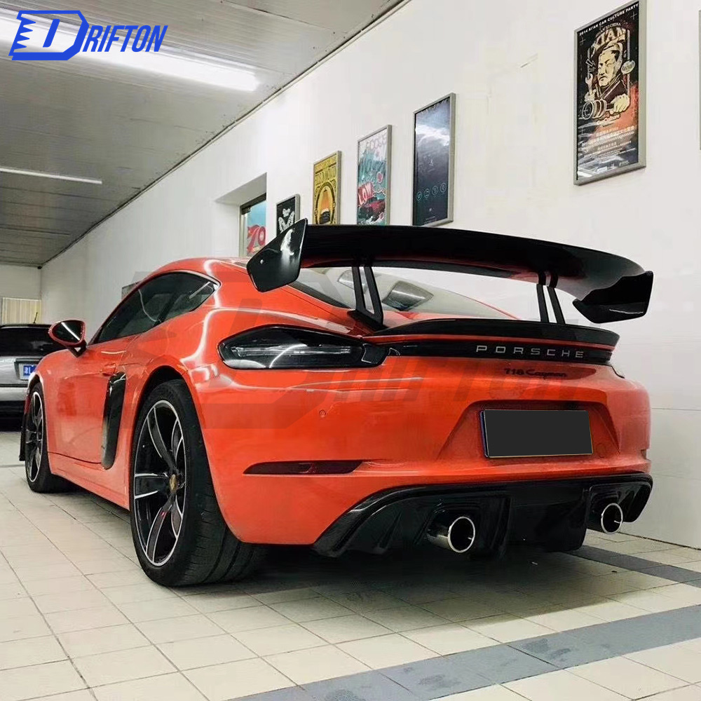 GT4 Style Half Dry Carbon Fiber Front Bumper For Porsche 718 Cayman Boxster 2016-2019