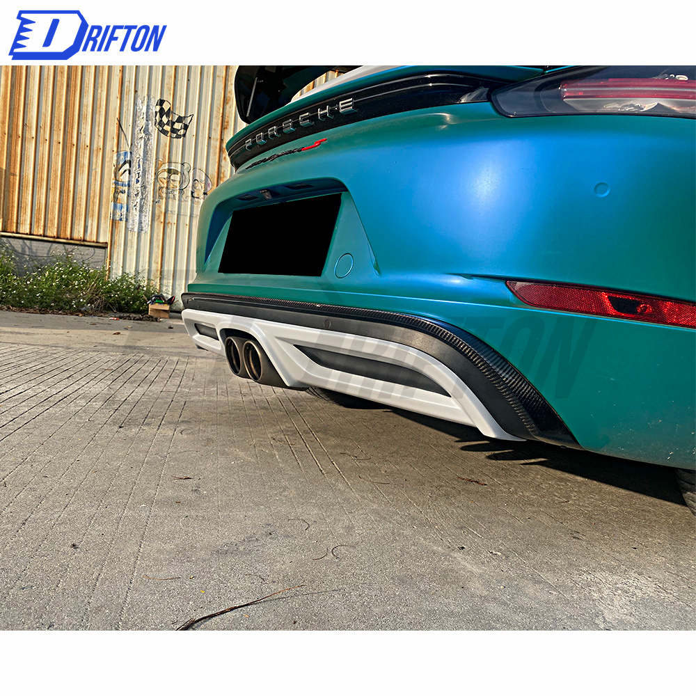 TechArt Style Carbon Fiber (Cfrp) Rear Diffuser For Porsche 718 Cayman Boxster 2016-2020