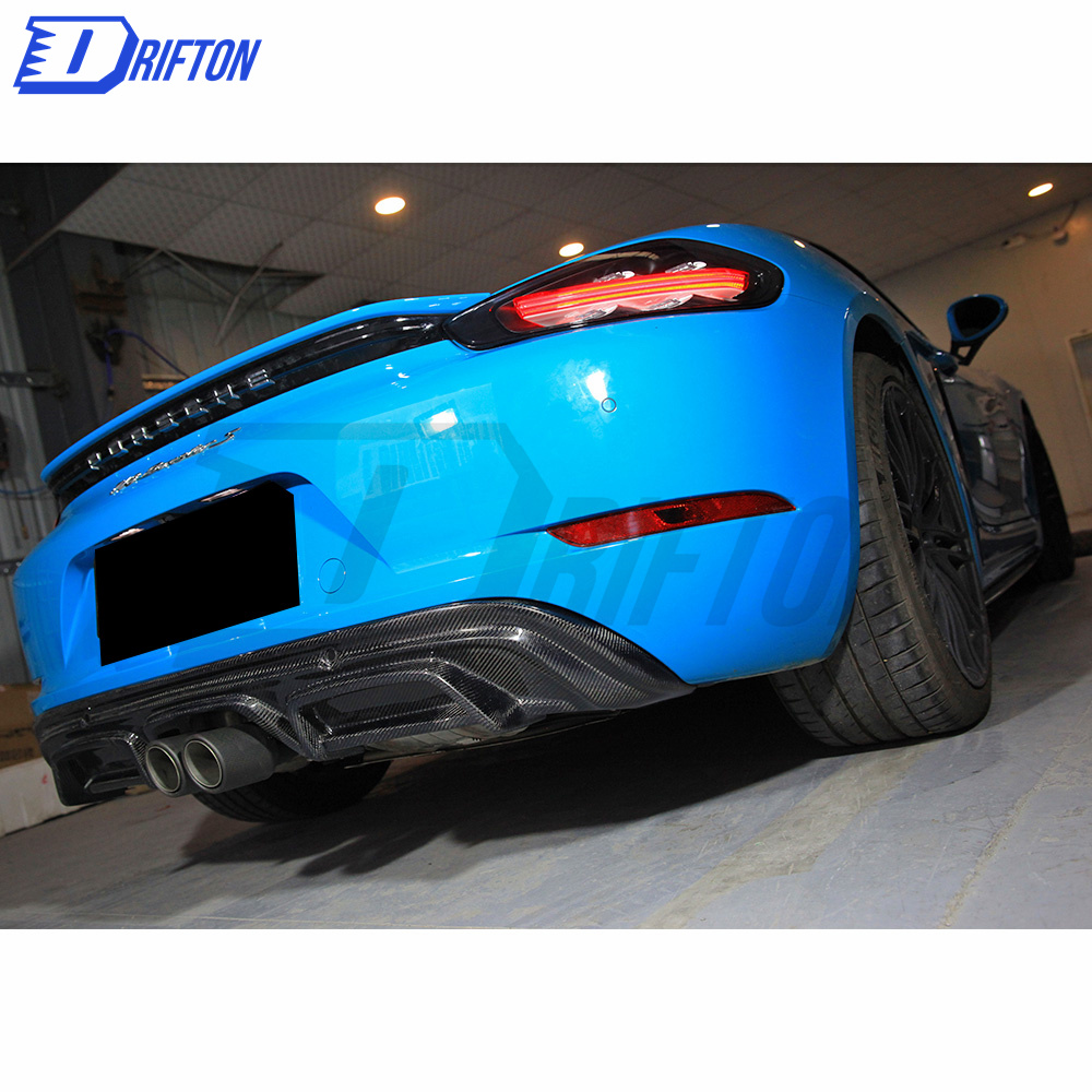 TechArt Style Carbon Fiber (Cfrp) Rear Diffuser Trim Cover For Porsche 718 Cayman Boxster 2016-2020