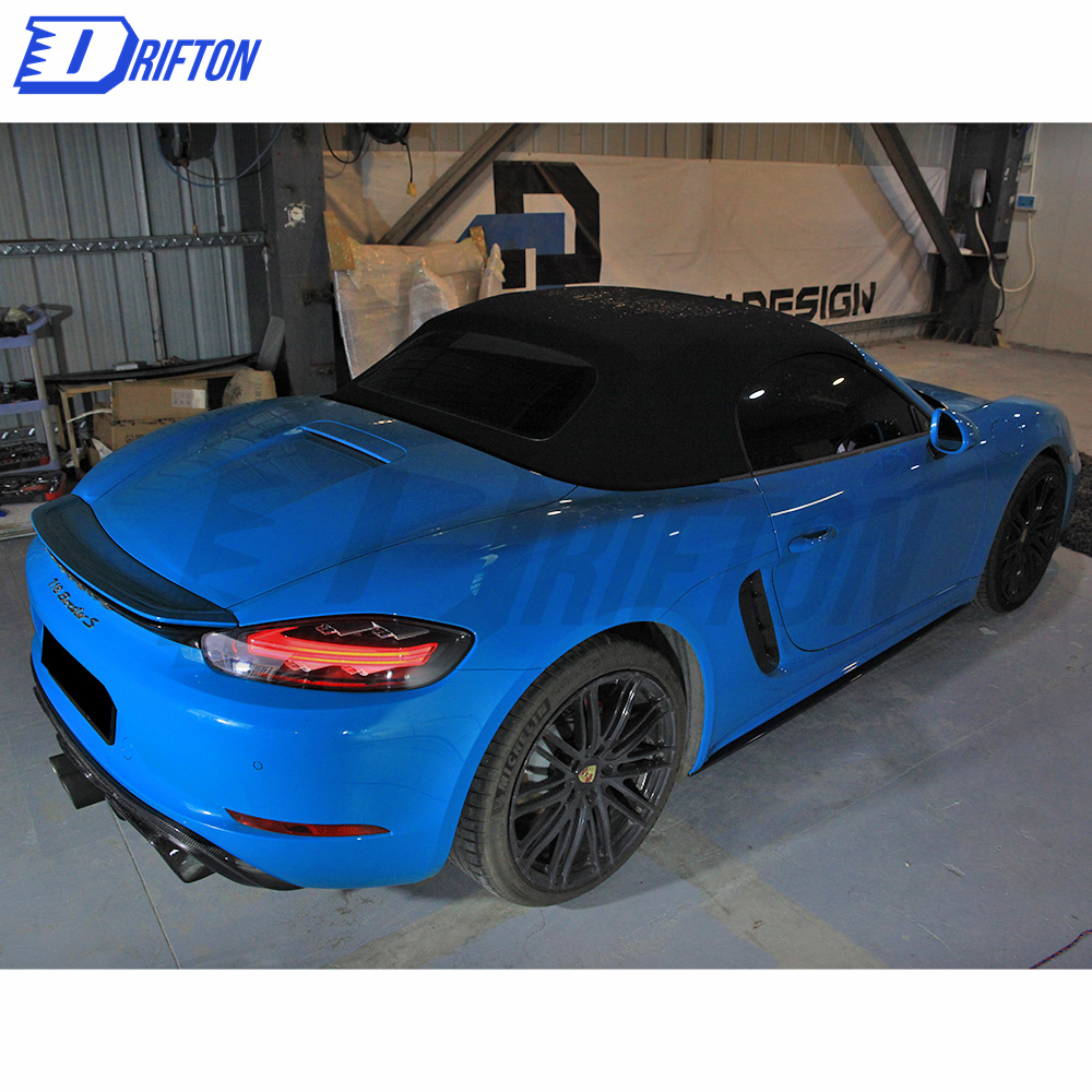 TechArt Style Carbon Fiber (Cfrp) Rear Diffuser Trim Cover For Porsche 718 Cayman Boxster 2016-2020
