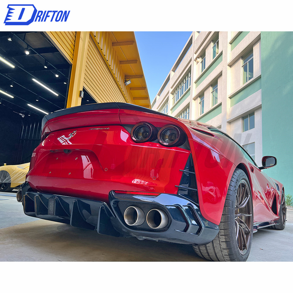 MS Type Dry Carbon Fiber Rear Bumper Extension & Diffuser For Ferrari 812 2017-2018