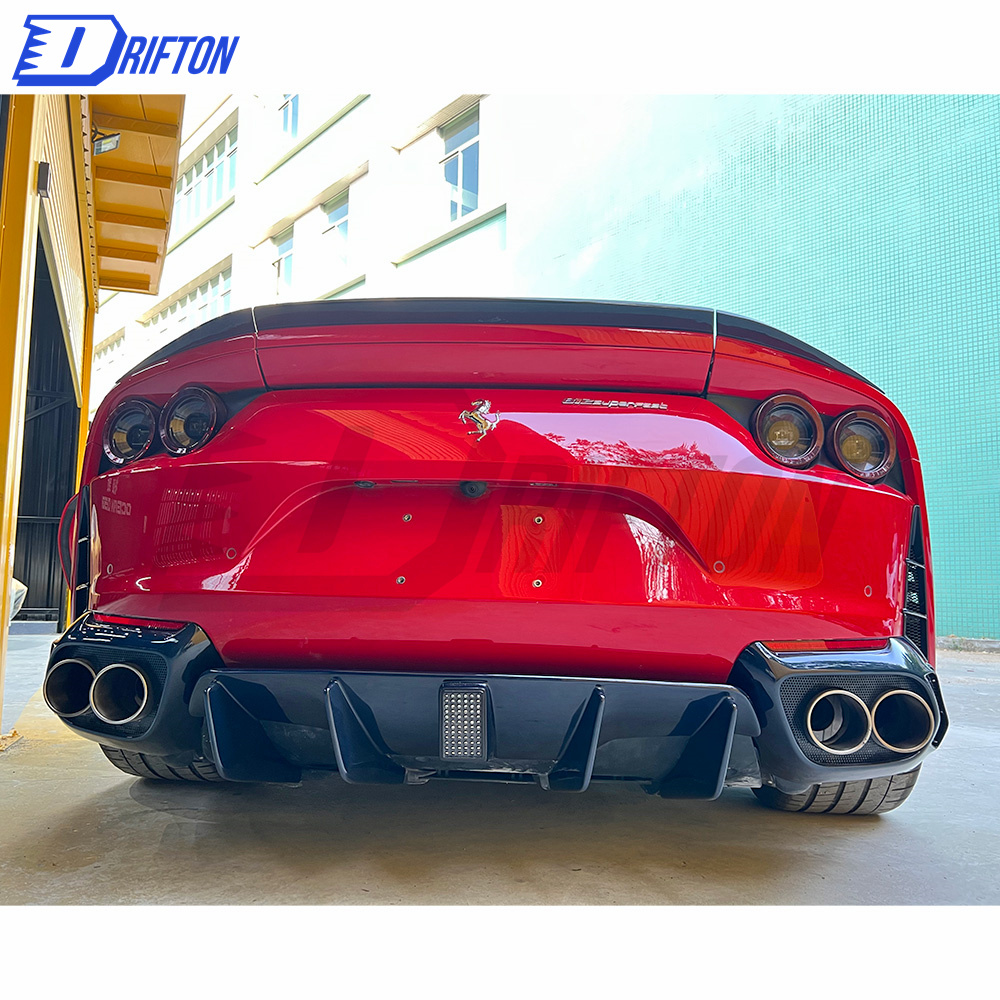 MS Type Dry Carbon Fiber Rear Bumper Extension & Diffuser For Ferrari 812 2017-2018