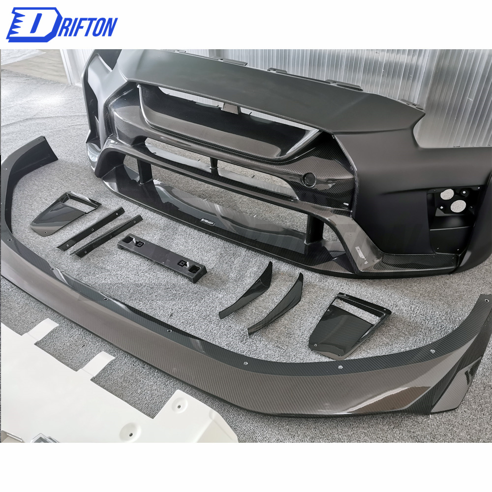 Varis MY19 Style Partial Carbon Fiber Front Bumper For Nissan R35 GTR 2017-2019