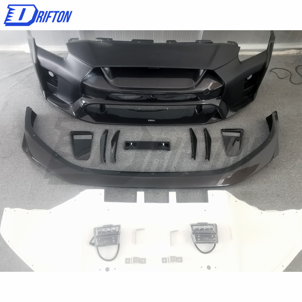 Varis MY19 Style Partial Carbon Fiber Front Bumper For Nissan R35 GTR 2017-2019