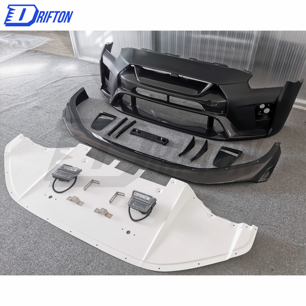 Varis MY19 Style Partial Carbon Fiber Front Bumper For Nissan R35 GTR 2017-2019