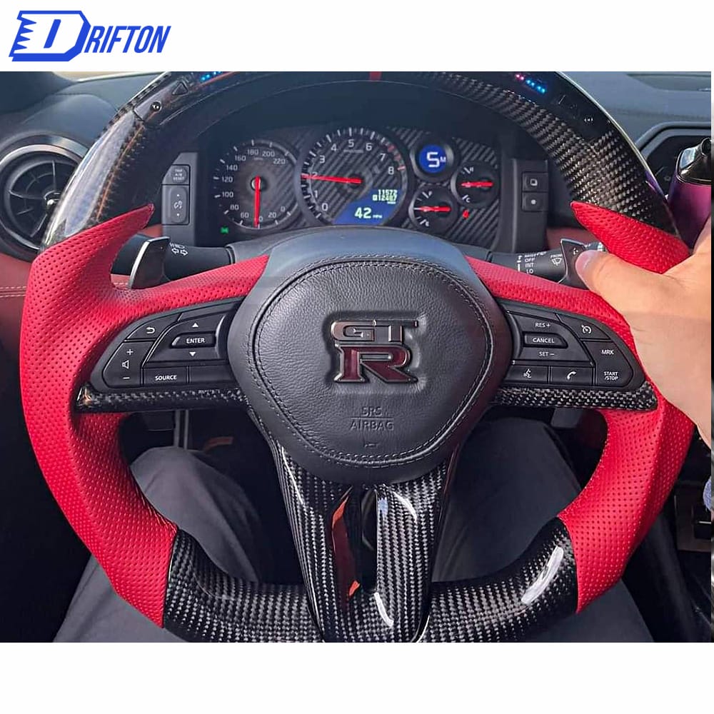 Customize Style Carbon Fiber Steering Wheel With Center Trim For Nissan R35 GTR 2017-2019