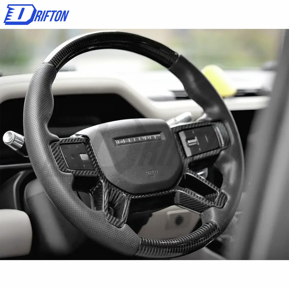 Customize Carbon Fiber & Perforated Leather Steering Wheel For Land Rover Defender 2020-2023